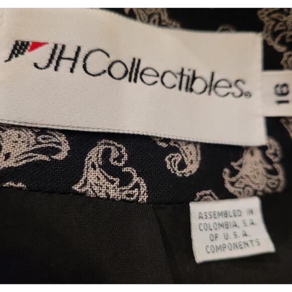 Vintage JH Collectibles Linen Rayon Blend Paisley One Button Blazer Sz 16 - Picture 6 of 8